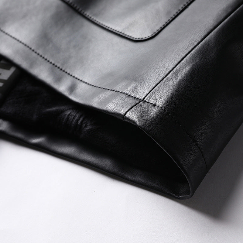 Men's faux leather kimono-style jacket with jacquard trim and cord closures Mune Fashion