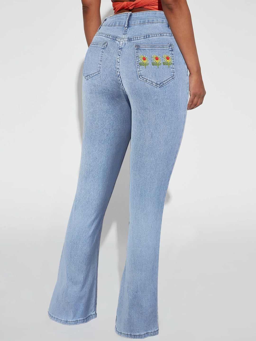 Ladies high-waisted tapered flared jeans with waist-shaping waistband Mune Fashion