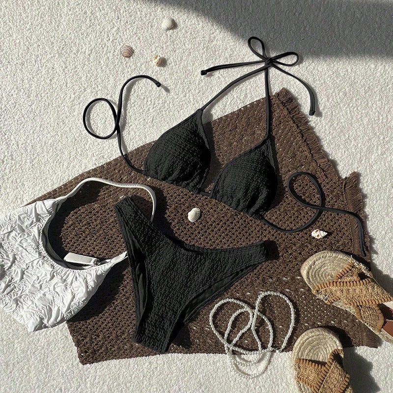 Women's triangle bikini with trendy knot design and textured fabric Mune Fashion