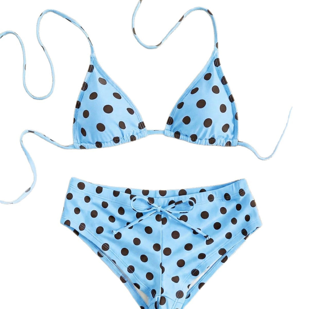 Women Stylish Polka Dot Bikini with Adjustable Bottom Mune Fashion