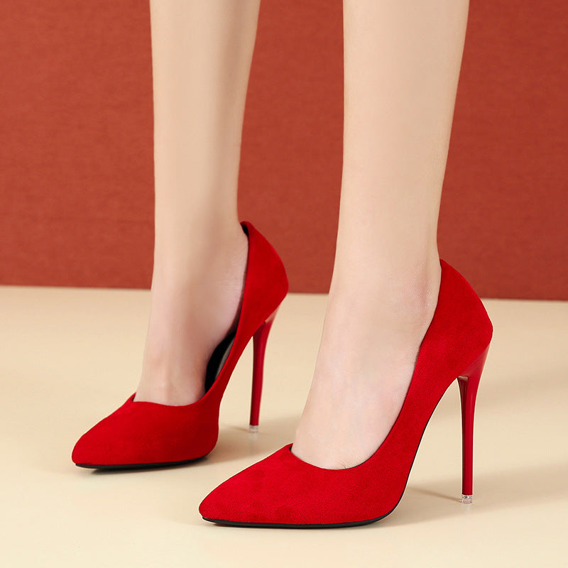 Women's pointed stiletto pumps with velvet look and padded comfort insole Mune Fashion