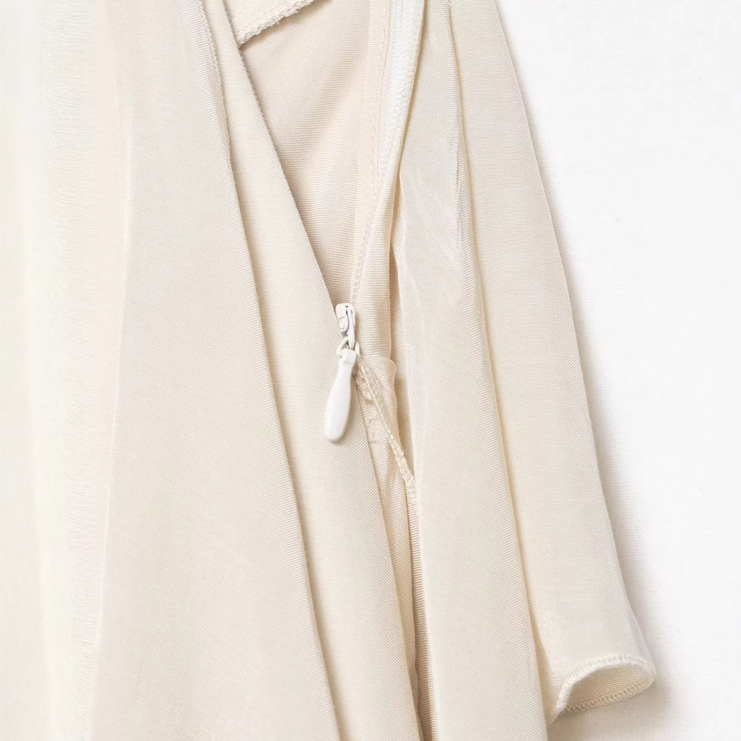 Women's Asymmetrical Tiered Skirt with Ruffles and Flowing Satin Fall Mune Fashion