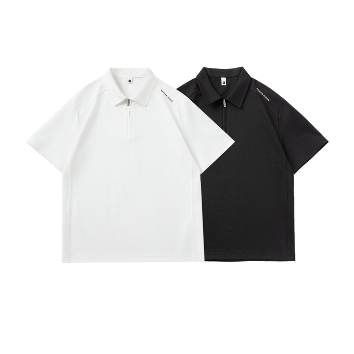Men's Oversize Half-Zip Polo with Technical Jersey and Extended Back Hem Mune Fashion