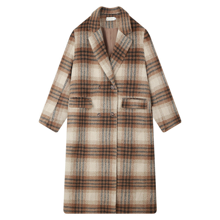 Women Checked Boucle Blazer with Notch Collar and Patch Pockets Mune Fashion