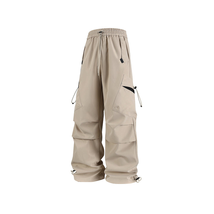Men's Oversized Cargo Pants with Drawstring Waist, Multifunctional Flap and Leg Pockets, and Adjustable Cord Endings Mune Fashion