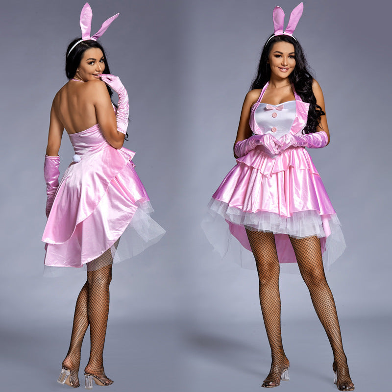 Women's Playful Sexy Bunny Costume with Ruffle Details and Headband Mune Fashion