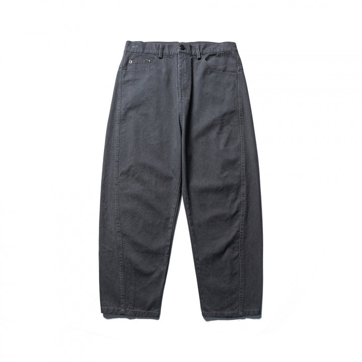 Men's Wide Tapered Denim Pants with High Waist and Prominent Step Closures Mune Fashion