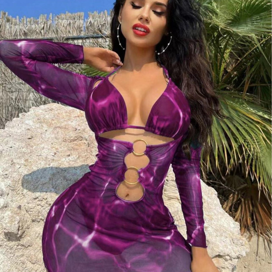 Women’s beach dress with ruffle details and luxurious wrap design Mune Fashion