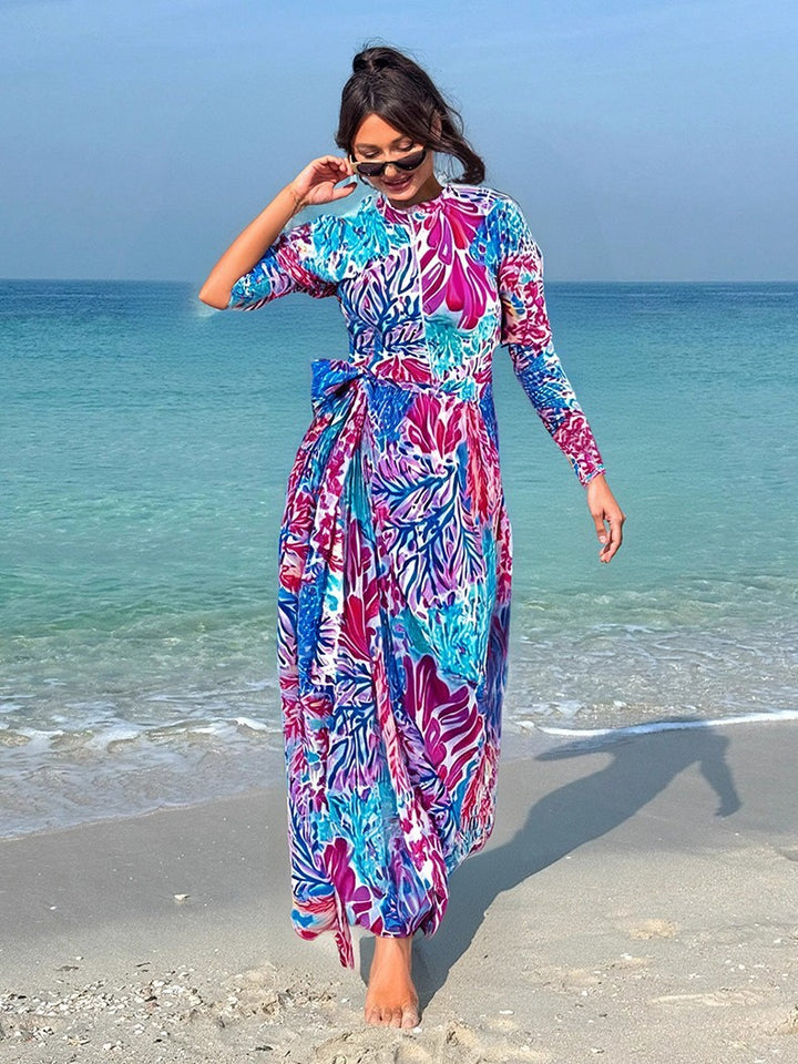 Women’s maxi dress with floral print and bow detail Mune Fashion