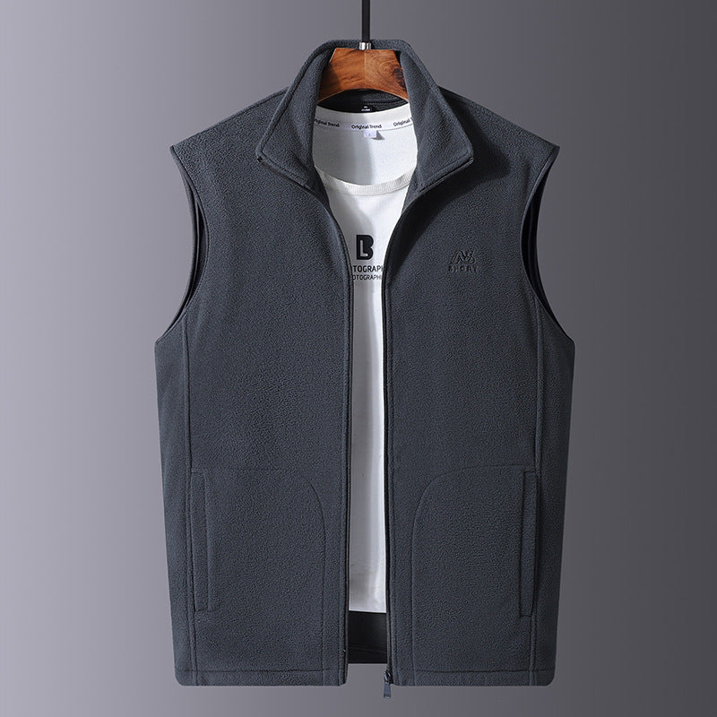 Men's microfleece thermal vest with windproof front, stand-up collar, and concealed side pockets Mune Fashion