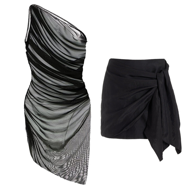 Ladies elegant wrap dress with asymmetrical cut Mune Fashion
