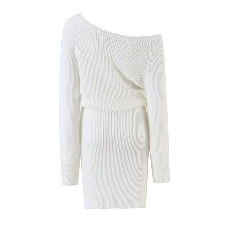Women's Bodycon Ribbed Mini Dress with One-Shoulder Design and Waistband