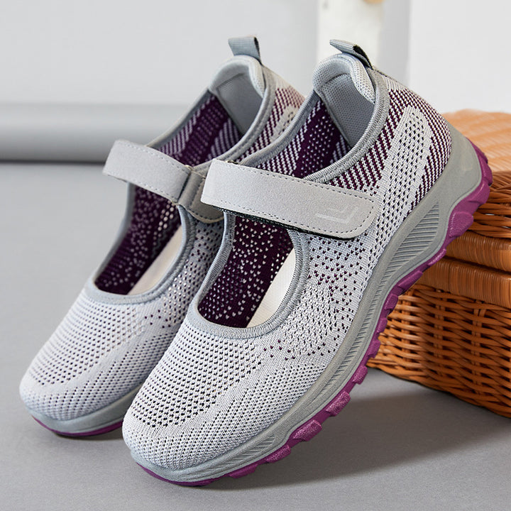 Women's knitted Mary Jane sneakers with Velcro fastener, breathable upper material and cushioning profile sole Mune Fashion