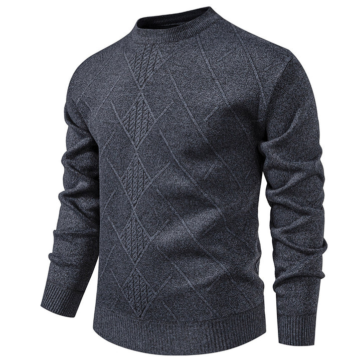 Men's fine knit pullover with diamond cable pattern, round neckline and ribbed cuffs Mune Fashion