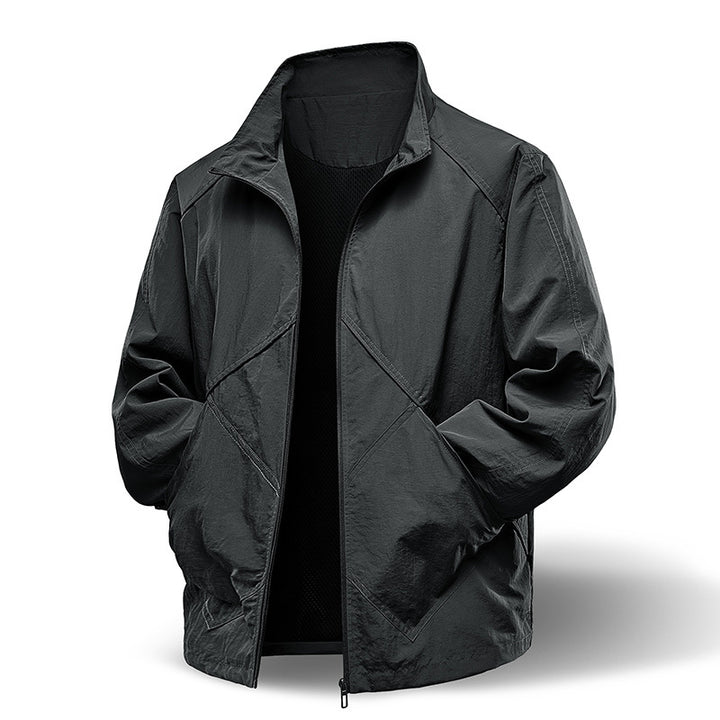 Men's Lightweight Technical Zip Jacket with Stand-Up Collar, Raglan Sleeves & Utility Inserts Mune Fashion