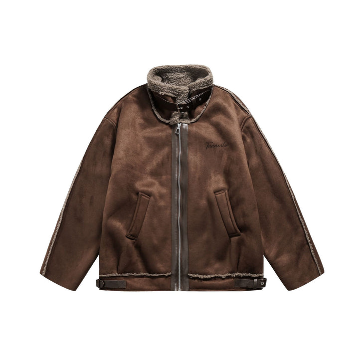 Men's pilot leather jacket with lambskin collar and adjustable hem Mune Fashion