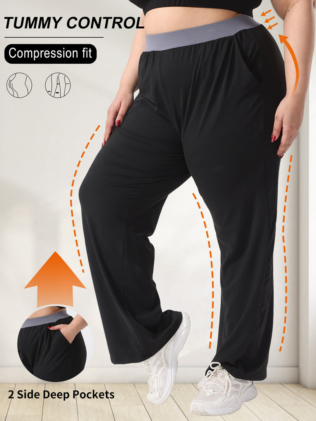 Women's high-waisted compression pants with figure-flattering waistband and deep side pockets Mune Fashion