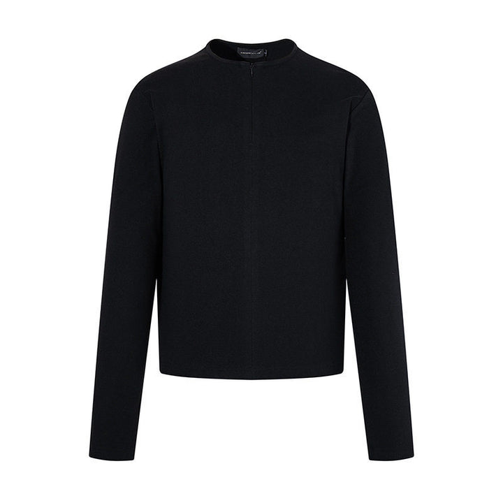 Women Boxy Short Blazer with Stand Collar and Hidden Zipper Mune Fashion