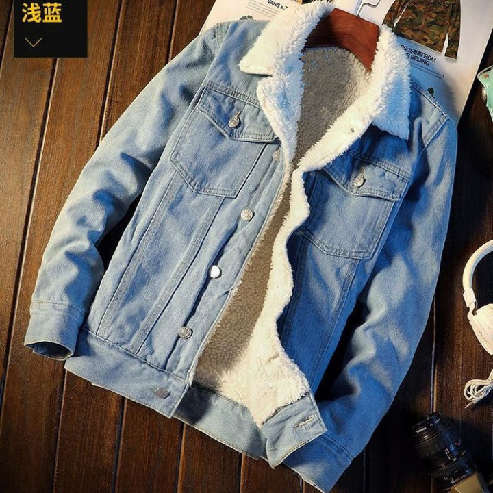 Men's Casual Denim Jacket with Fleece Lining Mune Fashion