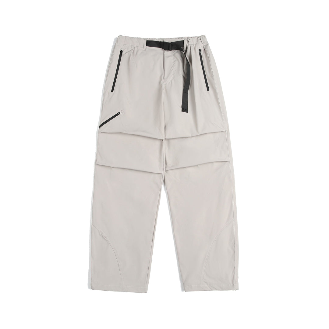 Unisex Technical Cargo Capri Pants with Elastic Waistband, Integrated Belt and Waterproof Zippers Mune Fashion