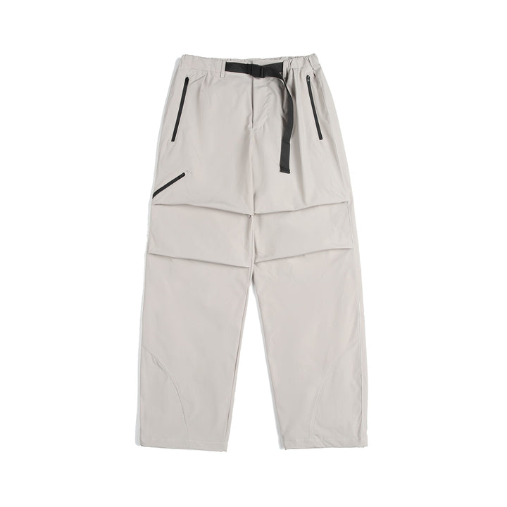 Unisex Technical Cargo Capri Pants with Elastic Waistband, Integrated Belt and Waterproof Zippers Mune Fashion