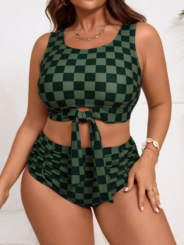 Ladies Cropped Swim Top with High-Cut Bottom Mune Fashion