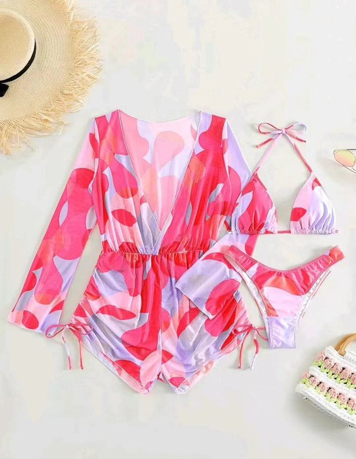 Women’s wrap swimsuit with long sleeves and fashionable pattern Mune Fashion