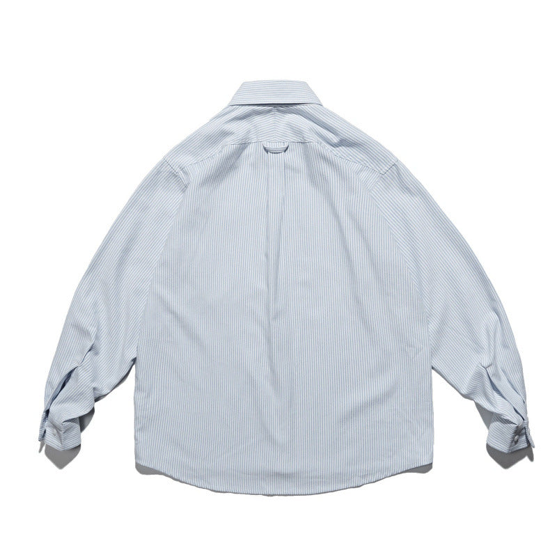 Unisex Oversize shirt with fine pinstripe, button-down collar and chest pocket Mune Fashion