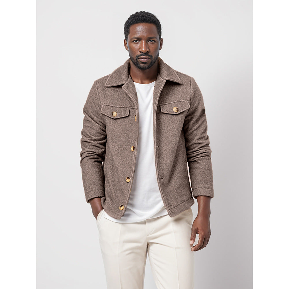 Men's Boucle Worker Jacket with Chest Pockets and Applied Buttons Mune Fashion