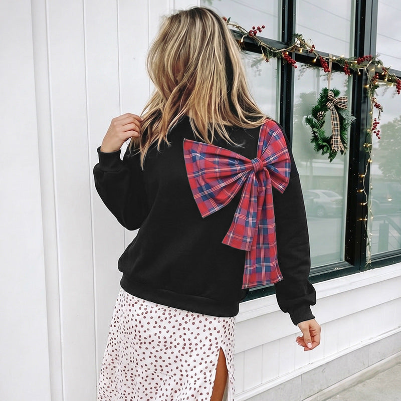 Women Casual Sweater with Oversized Bow Mune Fashion