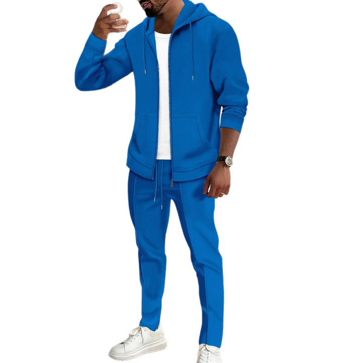 Men's nano Zip Hoodie and slim jogging pants set with structured jersey, kangaroo pockets and elastic drawstring Mune Fashion