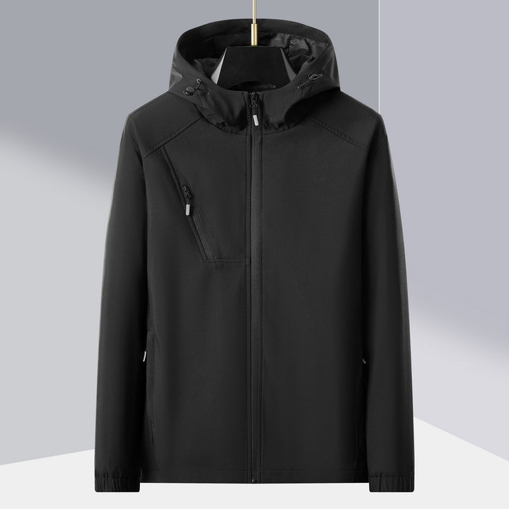 Men's lightweight softshell outdoor jacket with ergonomic hood and diagonal chest zip Mune Fashion