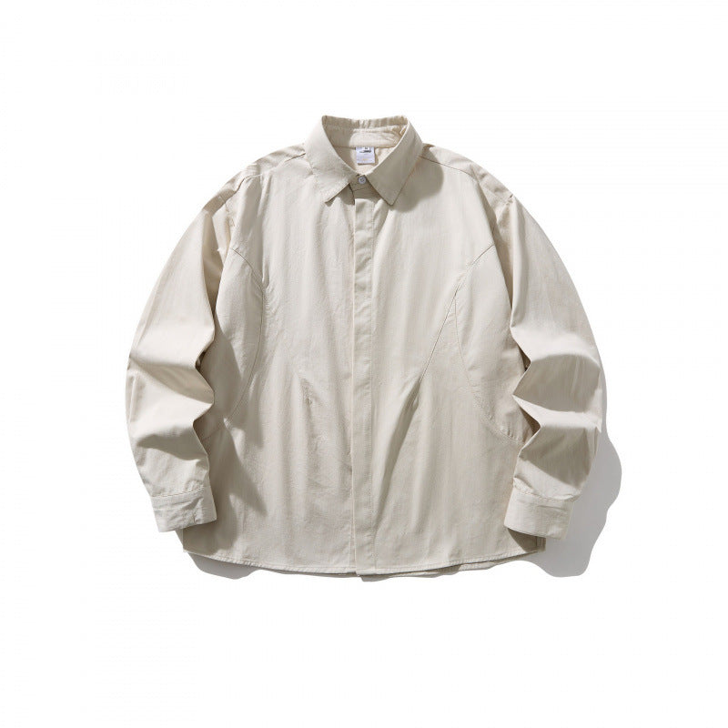 Unisex Oversized Shirt Jacket with concealed button placket, boxy silhouette and rounded hem Mune Fashion