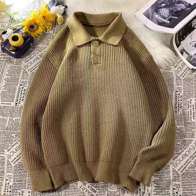 Women’s fine knit polo sweater with ribbed texture and two-button placket Mune Fashion
