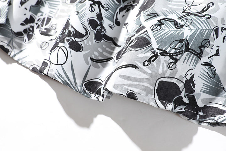 Men's Oversize Button-Up Shirt with Graphic Allover Print and Loose Relaxed Fit Mune Fashion