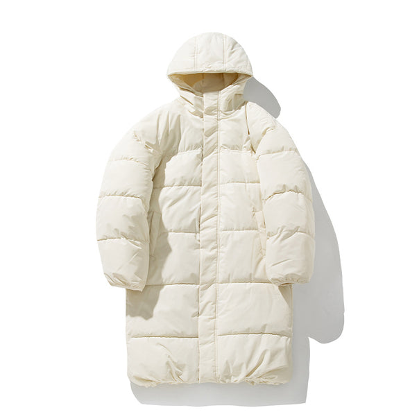 Unisex Ultralong Thermo Padded Coat with Box Quilting, Lined Hood and Adjustable Drawstring Hem Mune Fashion