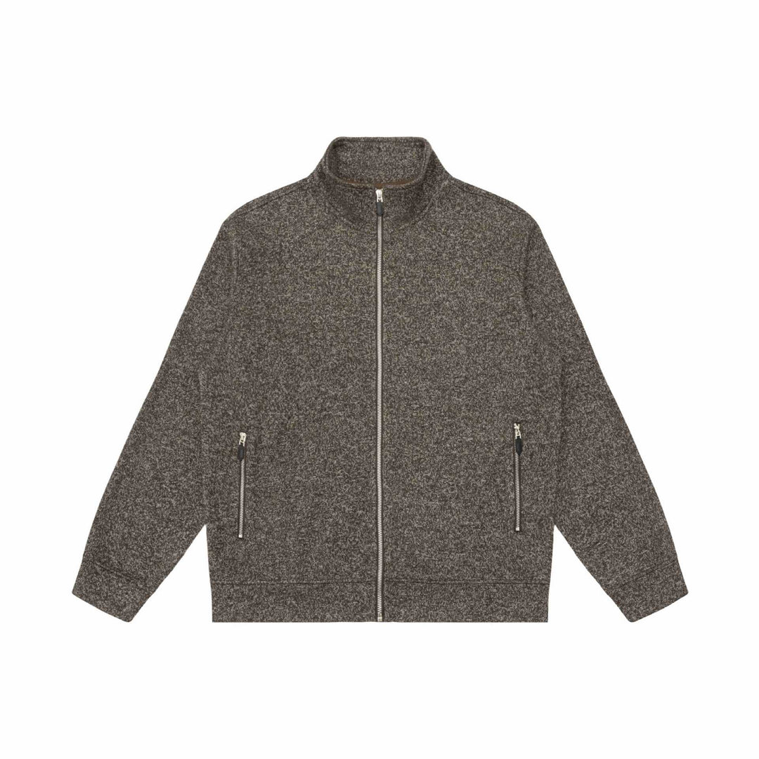 Women's zip jacket made of mottled teddy fleece with stand-up collar and zip pockets Mune Fashion