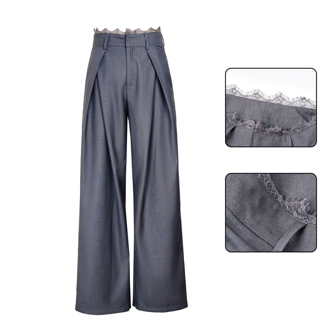 Women Stylish High-Waist Pants with Decorative Waistband Mune Fashion