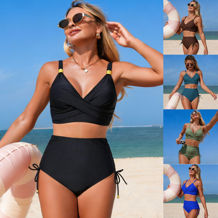 Women High-Cut Bikini Set with Wrap Top Mune Fashion