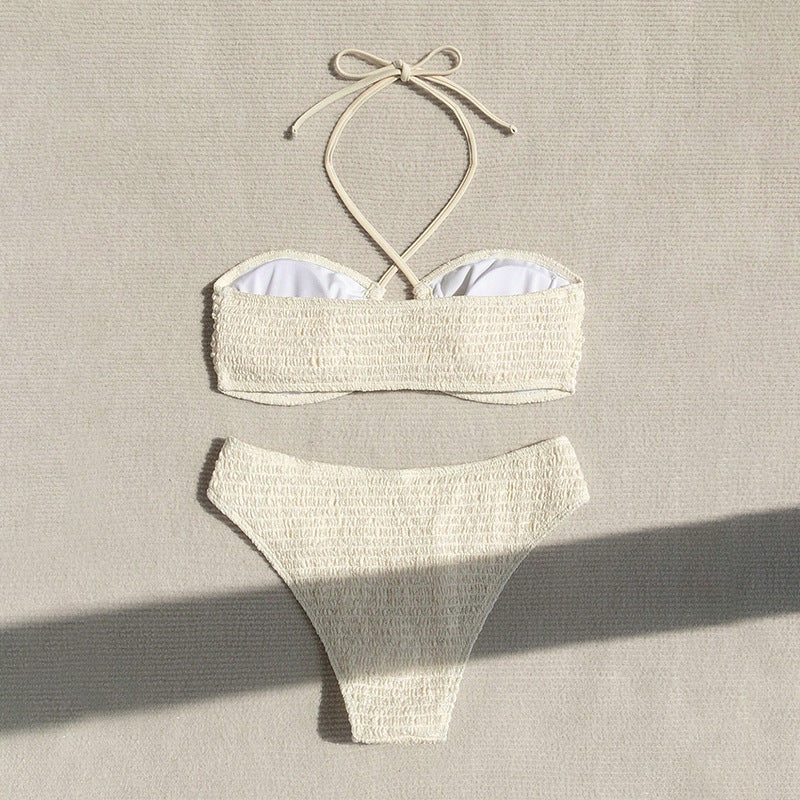 Women Bustier Bikini Set with elastic ruffle design Mune Fashion