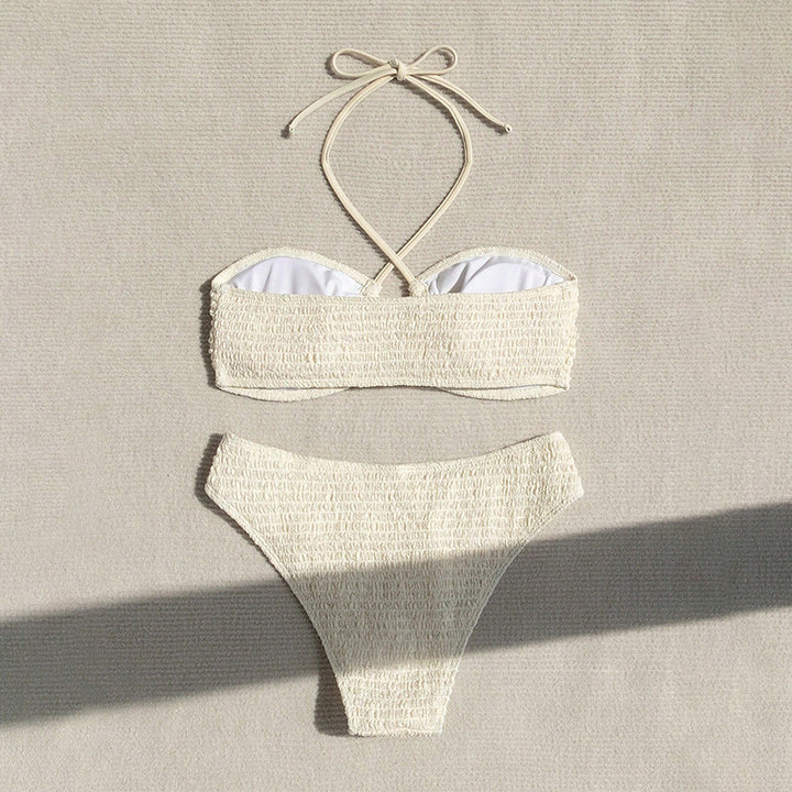 Women Bustier Bikini Set with elastic ruffle design Mune Fashion