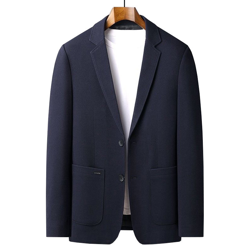 Men's Casual Blazer with Unstructured Silhouette, Waffle Texture and Patch Pockets Mune Fashion