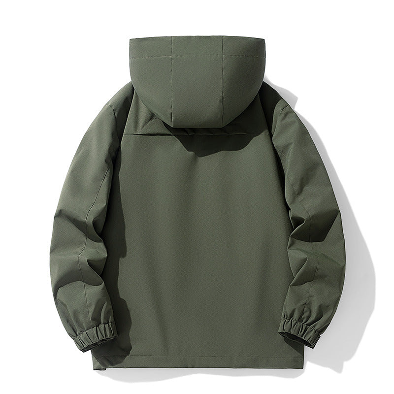 Men's Water-Repellent Softshell Outdoor Jacket with Hood, Breathable Mesh Lining, and Concealed Zipper Mune Fashion