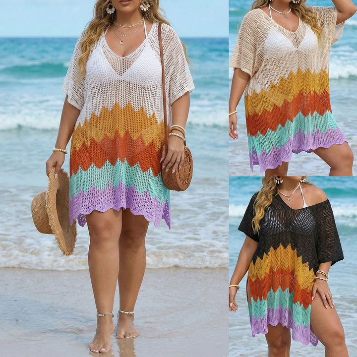 Ladies airy beach cover-up with wave pattern Mune Fashion