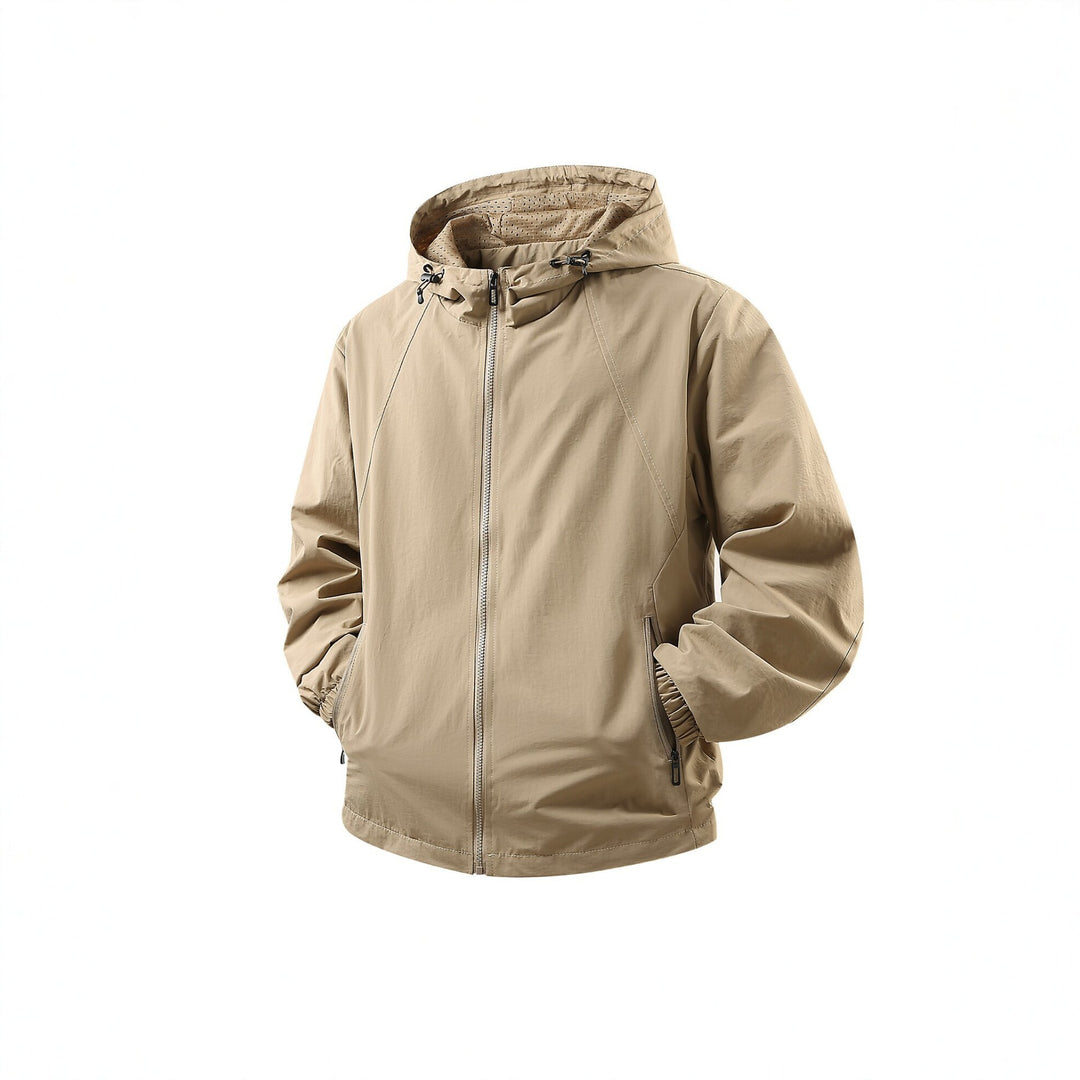 Men's Lightweight Breathable Hooded Windbreaker with Mesh Lining and Zipper Pockets Mune Fashion