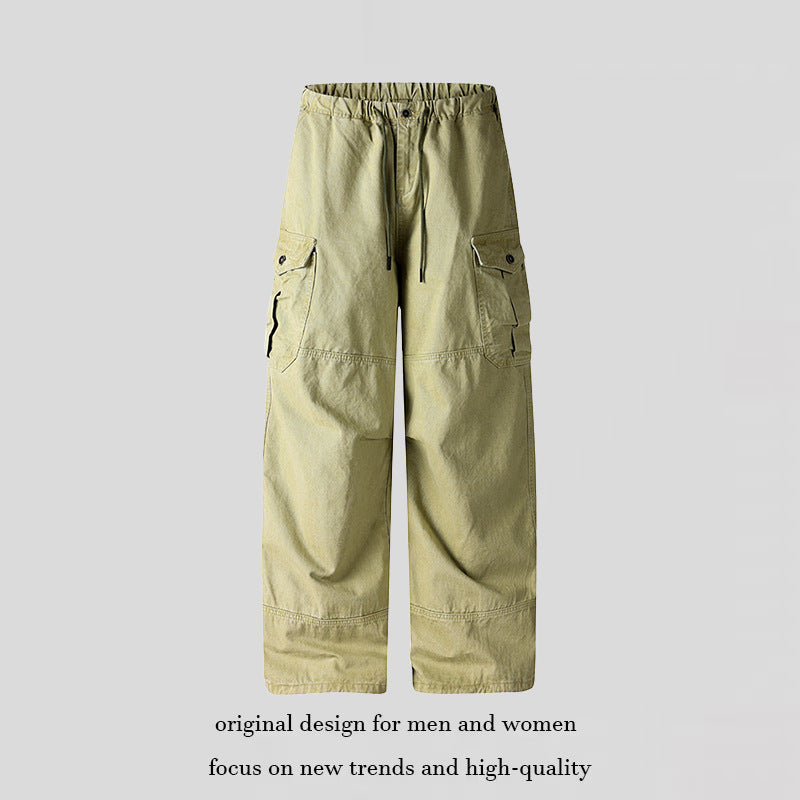 Women's Wide Cargo Palazzo Pants with Drawstring Waist and Multiple Pockets Mune Fashion