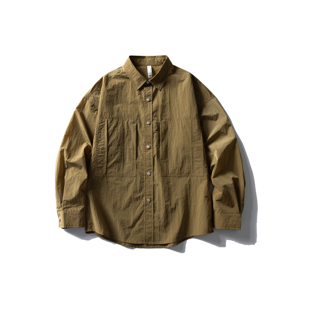 Men's Oversize Utility Shirt Jacket made of Ripstop with Snap Placket and Patch Pockets Mune Fashion
