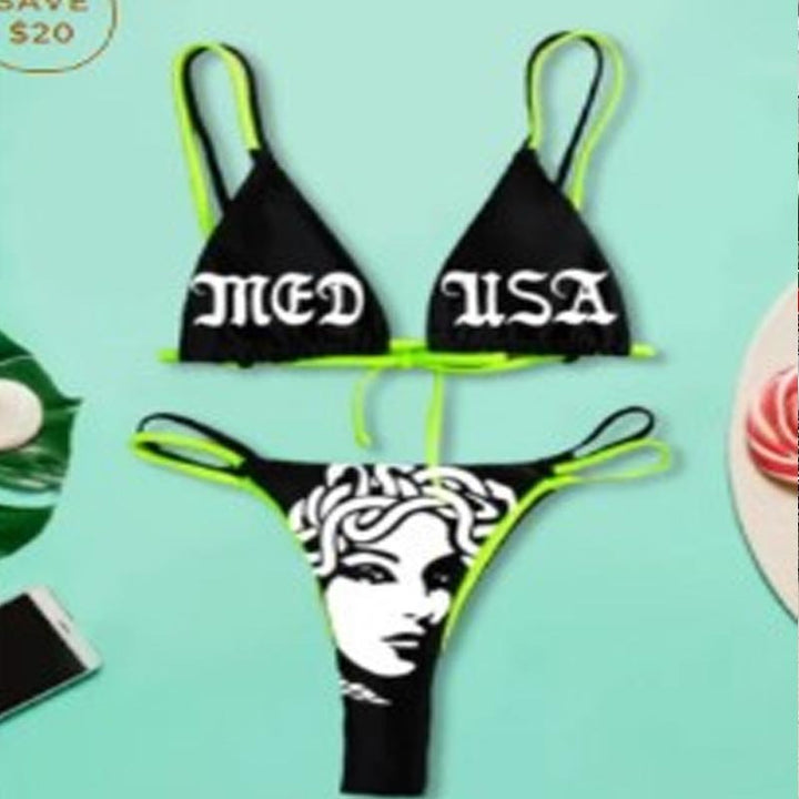 Ladies Bandeau Bikini Set with striking graphic print Mune Fashion
