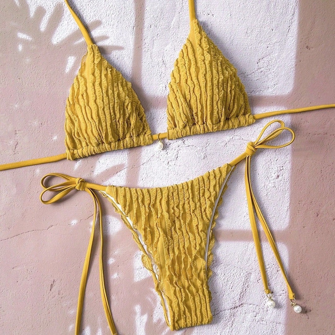 Women's Triangle Bikini with Structured Texture Mune Fashion