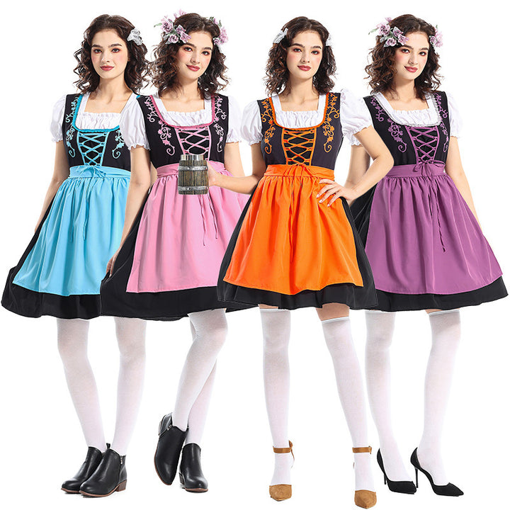 Women's traditional dirndl dress with decorative lacing and removable apron Mune Fashion